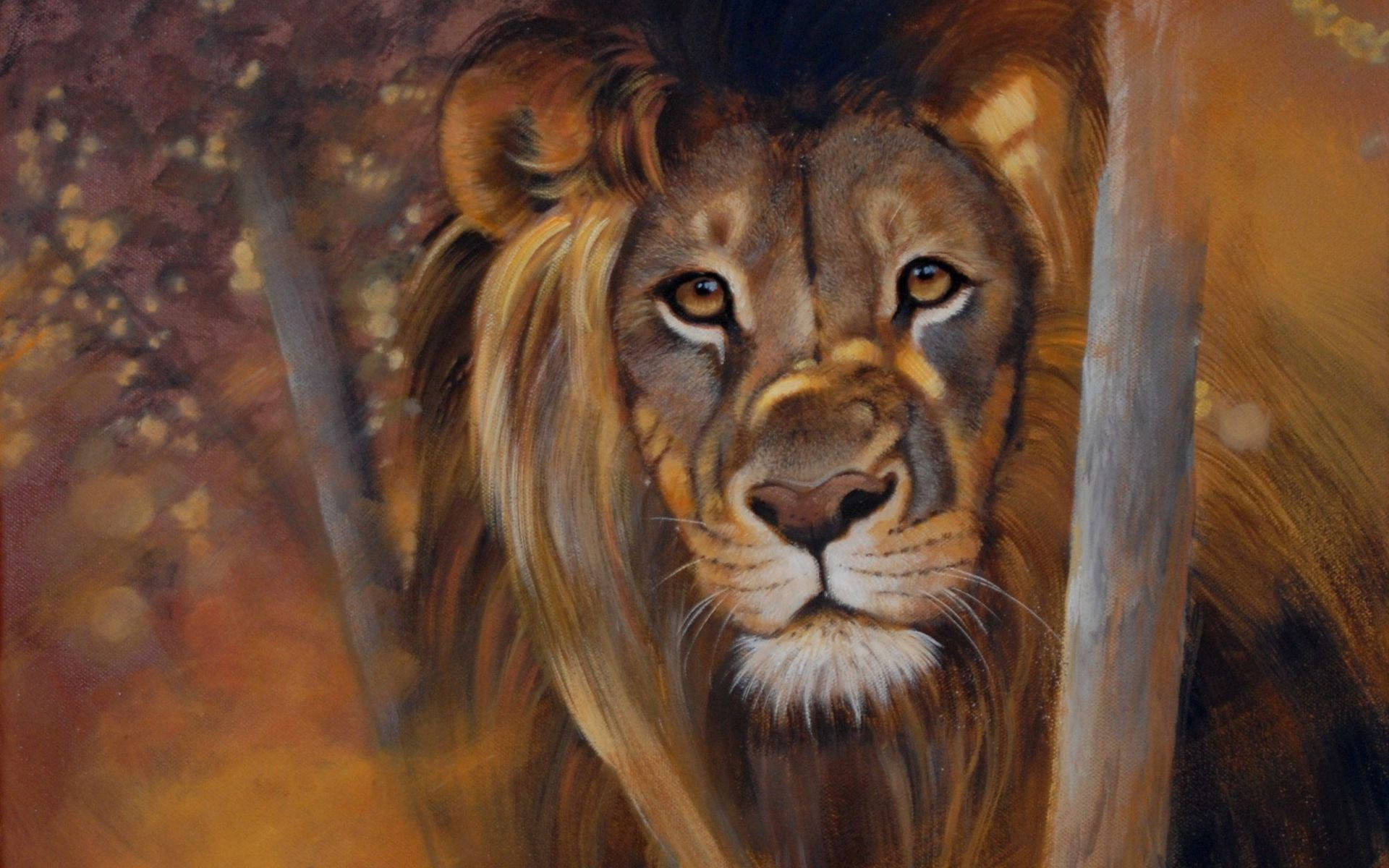 Lion Maleri Pauseskærme Wallpaper