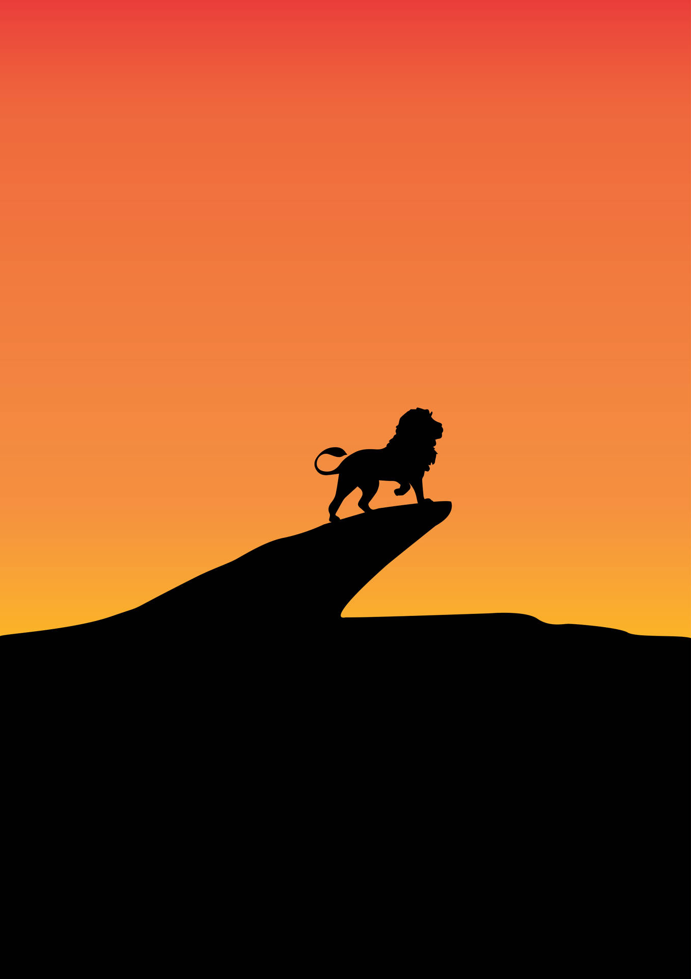 Lion On Cliff Silhouette Art Wallpaper