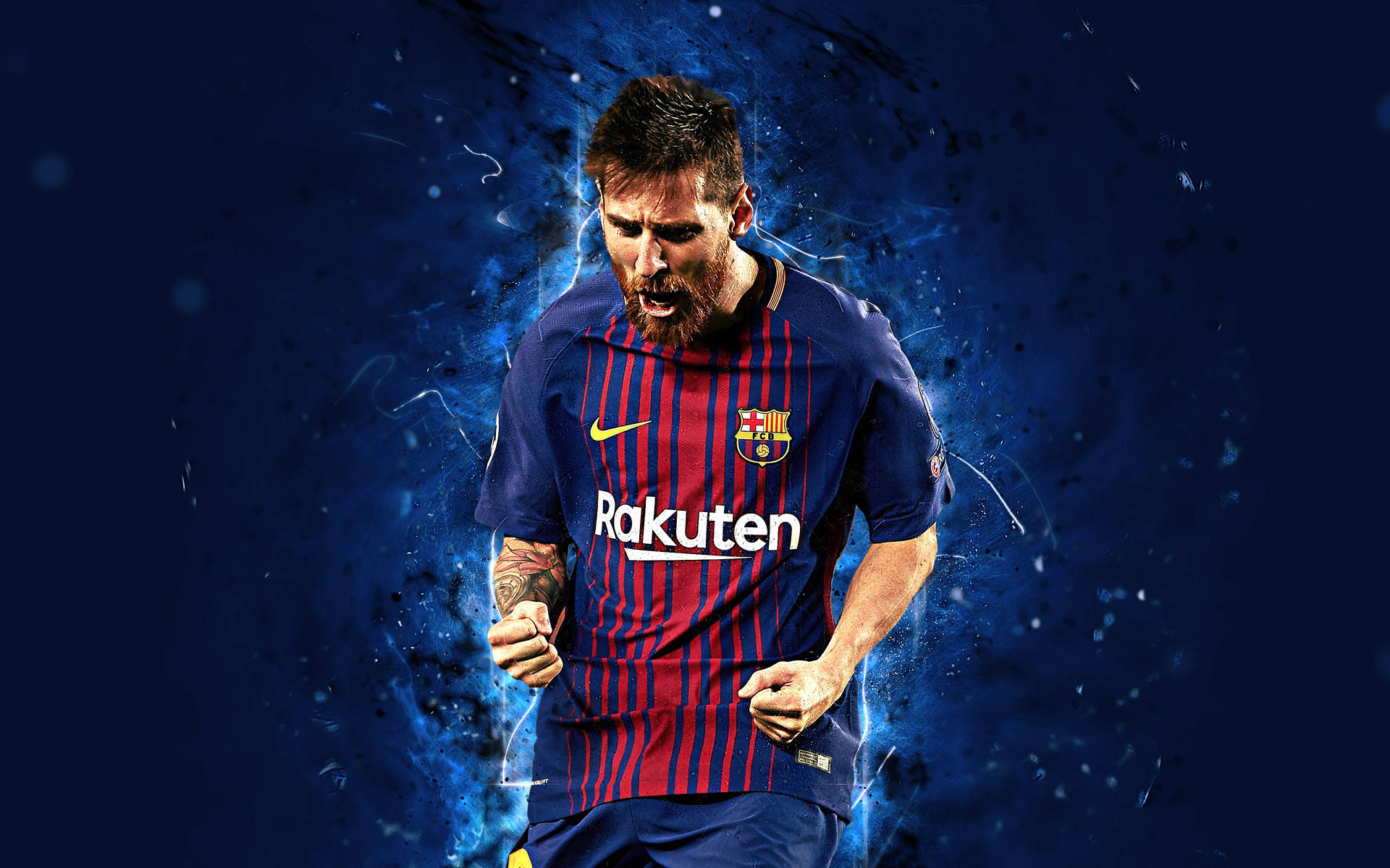 Lionel Messi 2020 Festeggia Il Gol Sfondo