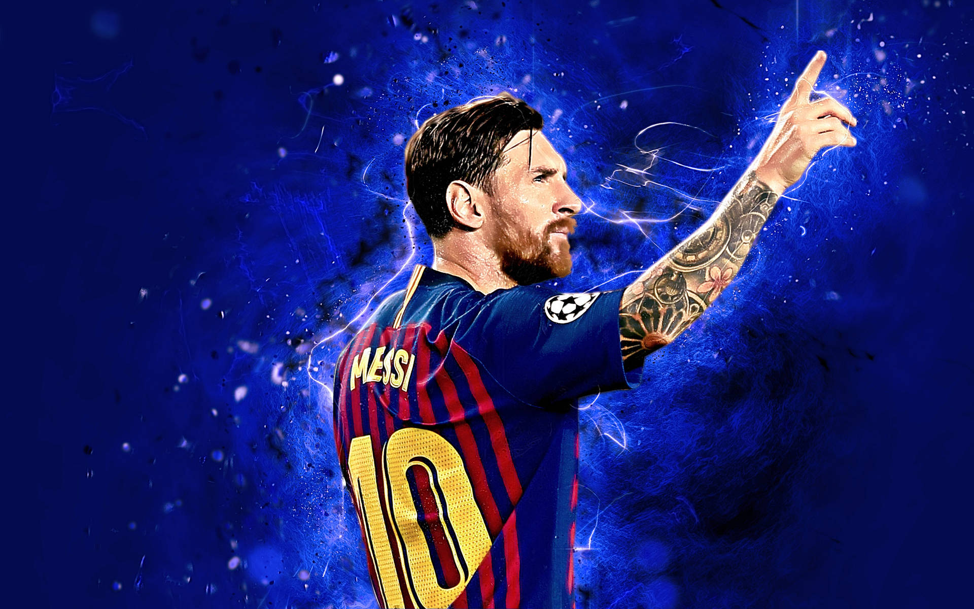 Lionel Messi 2020 vendte tilbage sidelæns: Tapetet giver et storslået øjebliksbillede af Lionel Messi fra 2020. Wallpaper