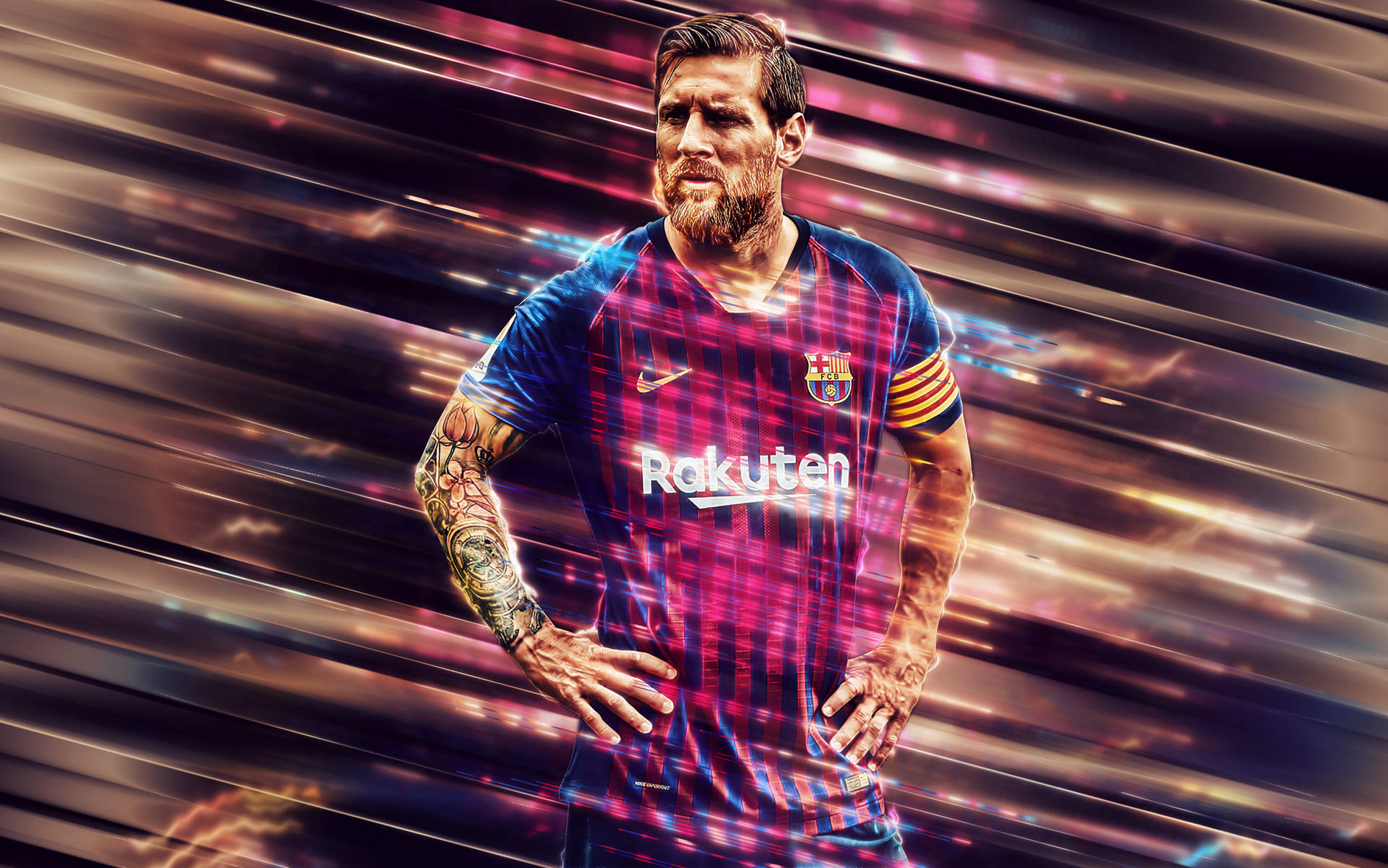 Lionel Messi 2020 Hænder På Taljen Wallpaper