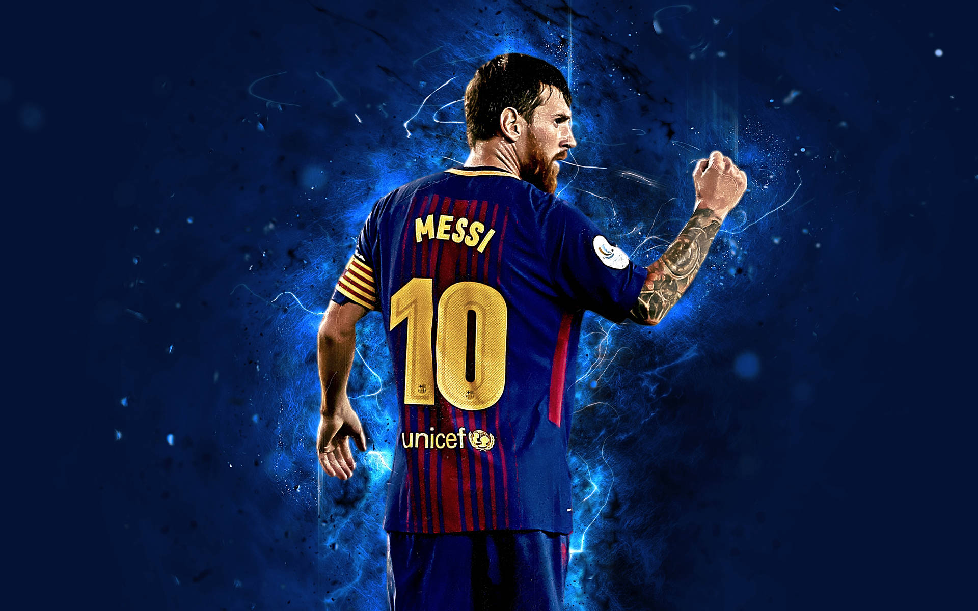 Lionel Messi 2020 Løftet Fists Tapet Wallpaper