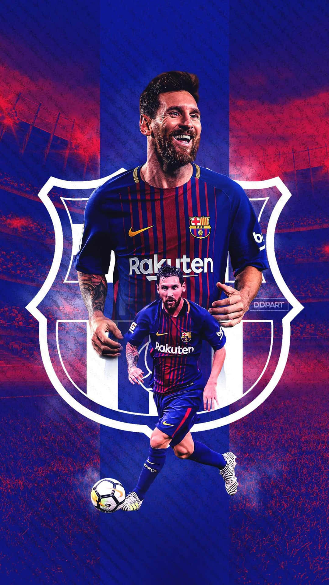 Karya Seni Lambang Barcelona Lionel Messi Wallpaper