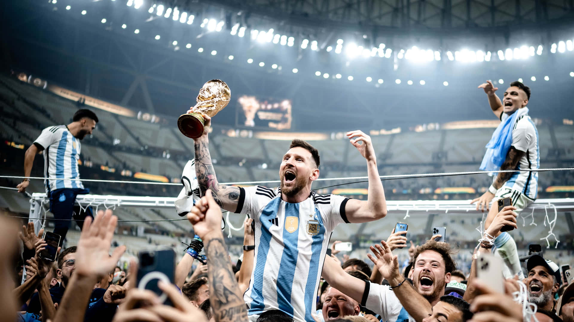 Lionel Messi Celebrates World Cup Victory Wallpaper