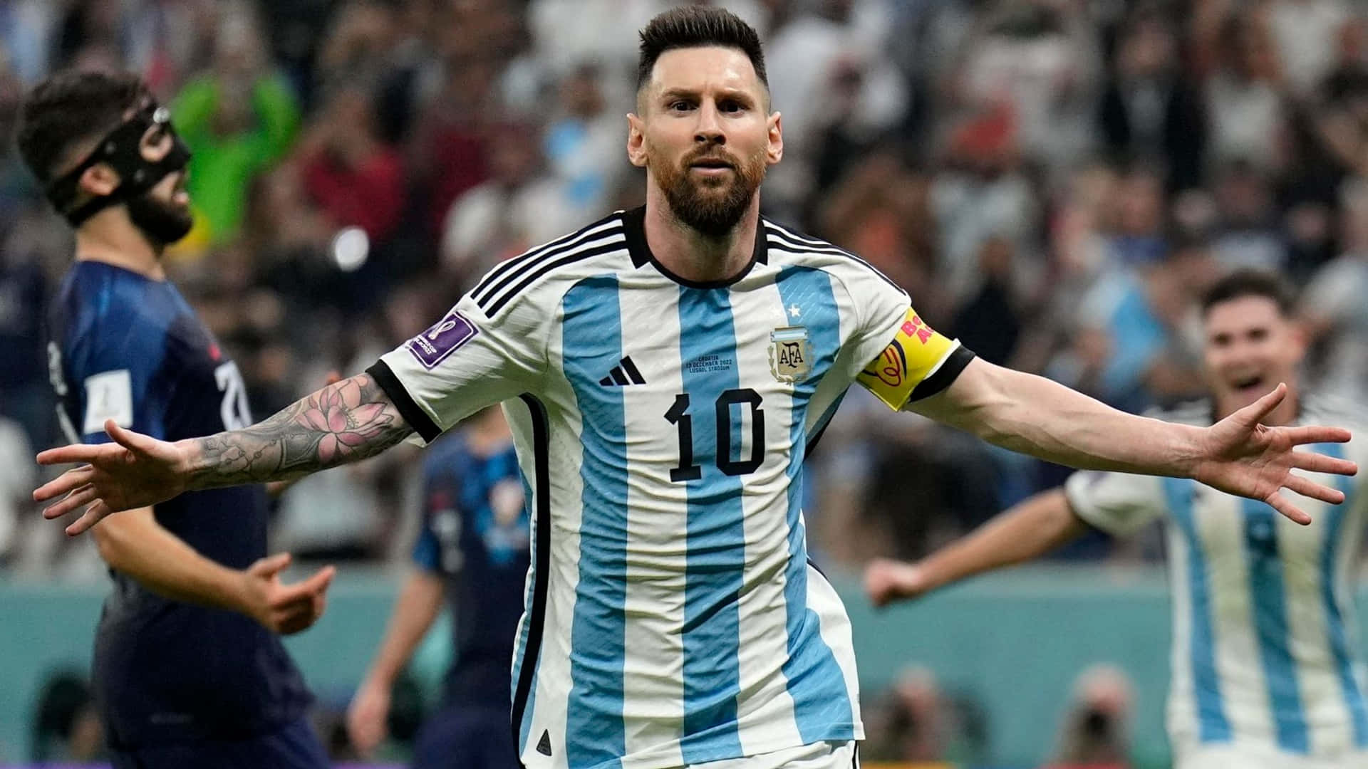 Lionel Messi Celebrating Goal Argentina Wallpaper