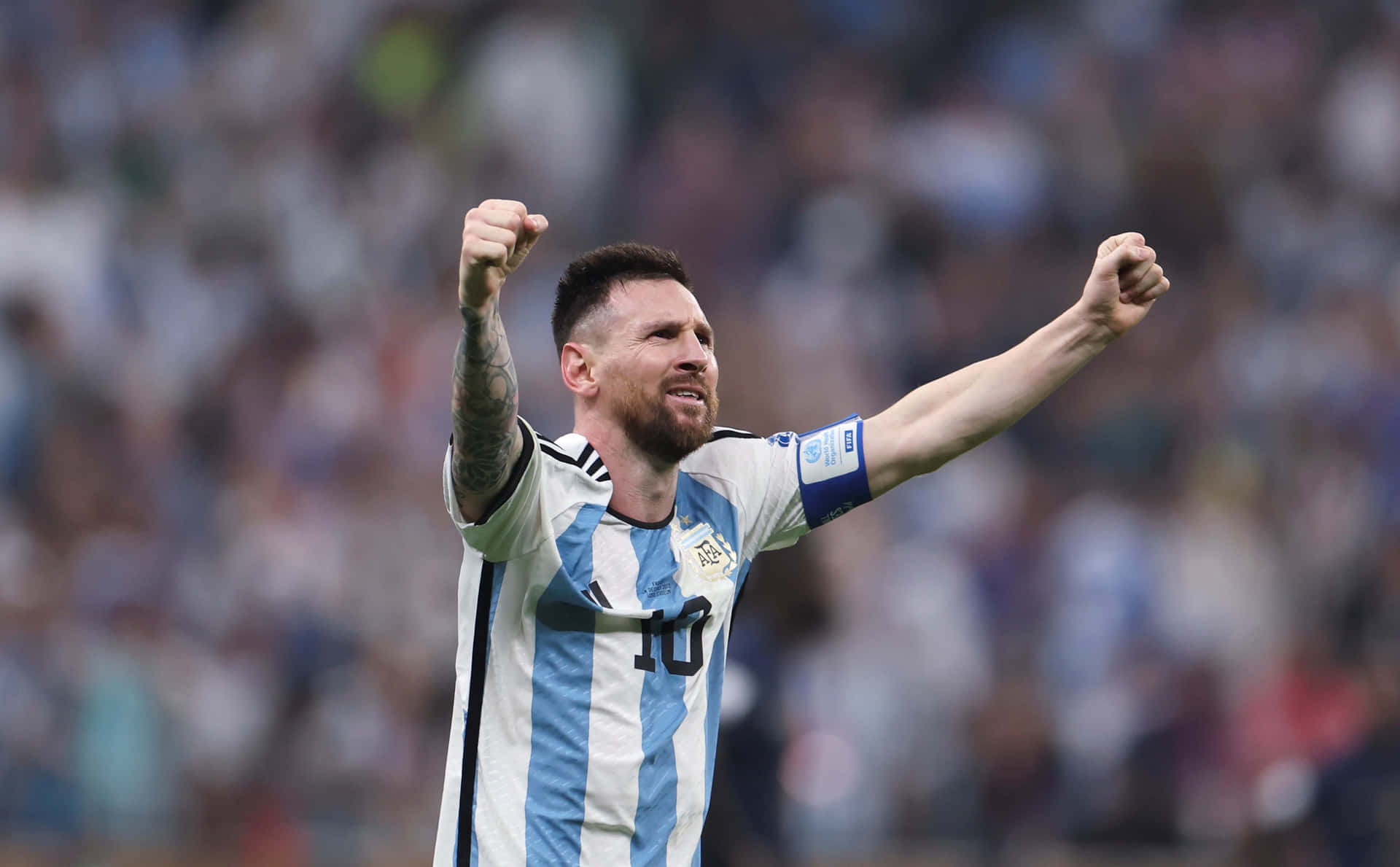 Lionel Messi Celebration Argentina World Cup Wallpaper