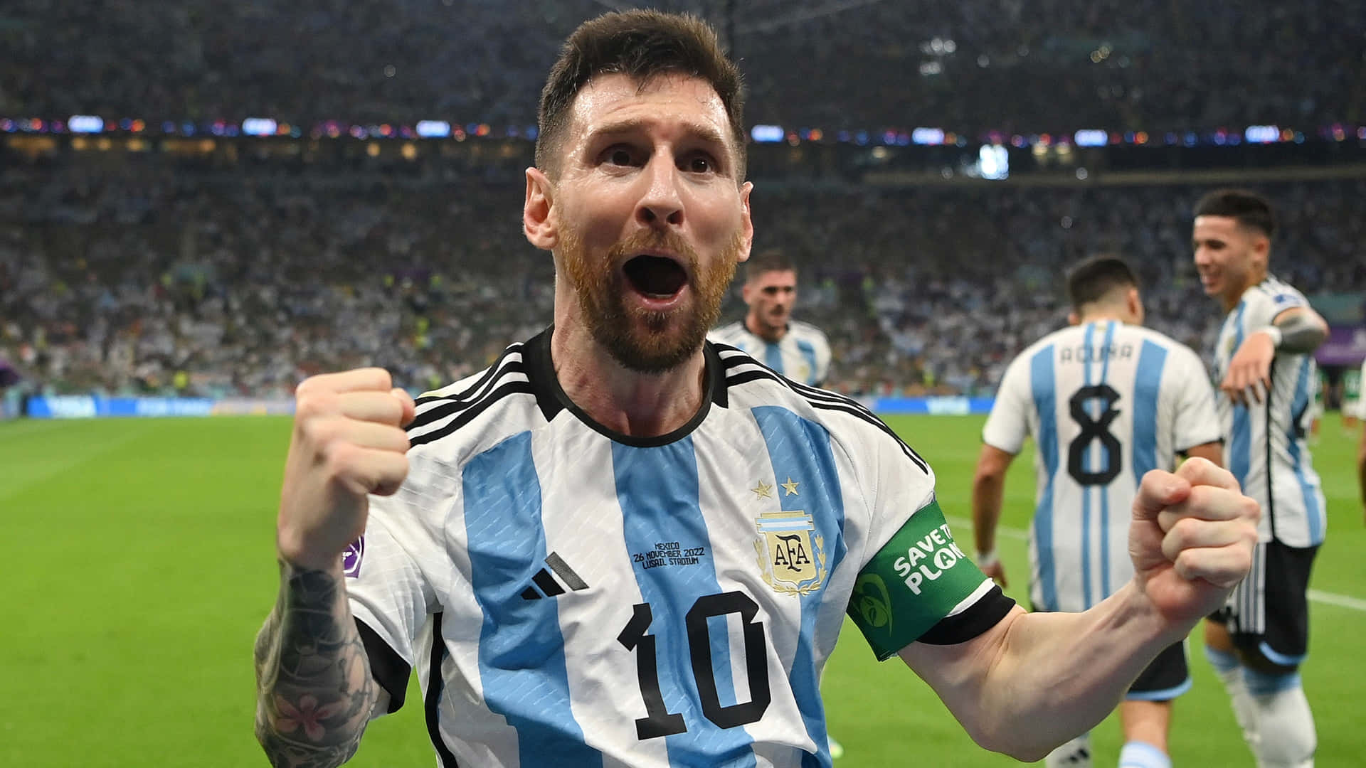 Lionel Messi Celebration Argentina World Cup Victory4 K Wallpaper