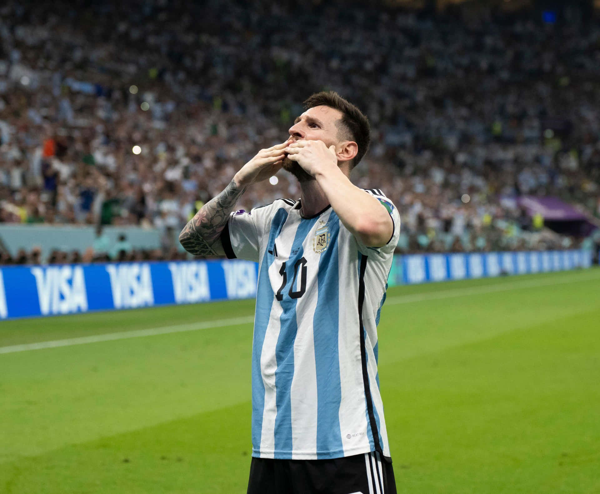 Lionel Messi Celebration Argentina World Cup Wallpaper