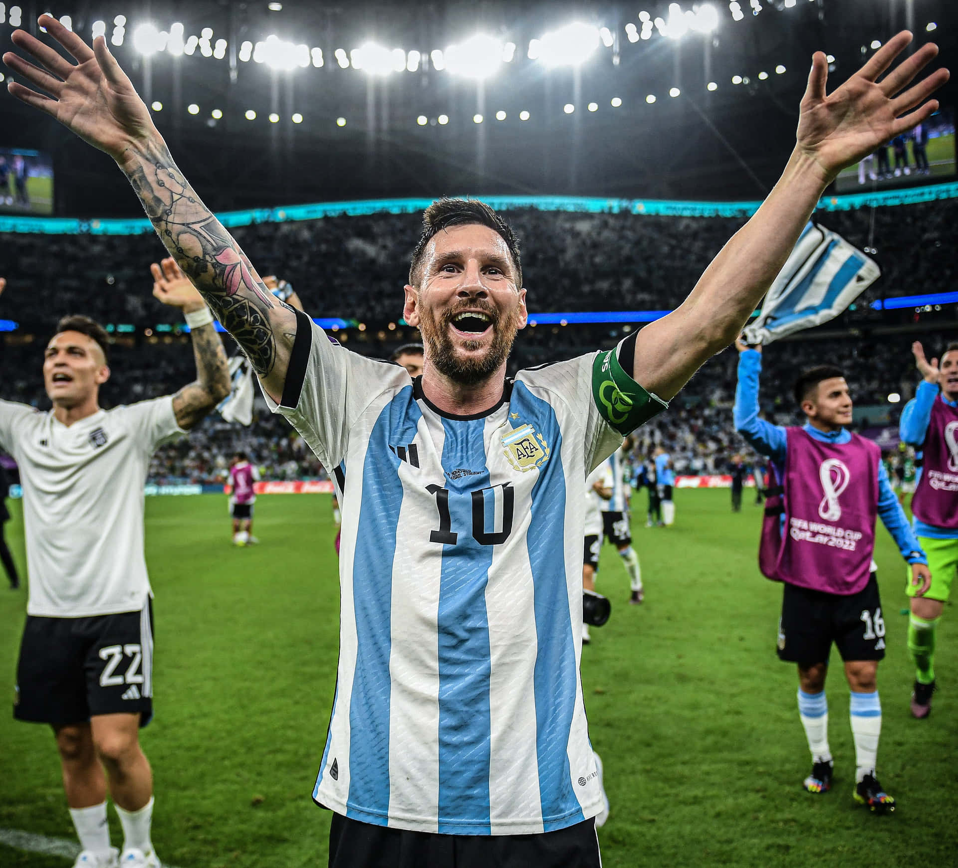 Lionel Messi Celebration World Cup Victory Wallpaper