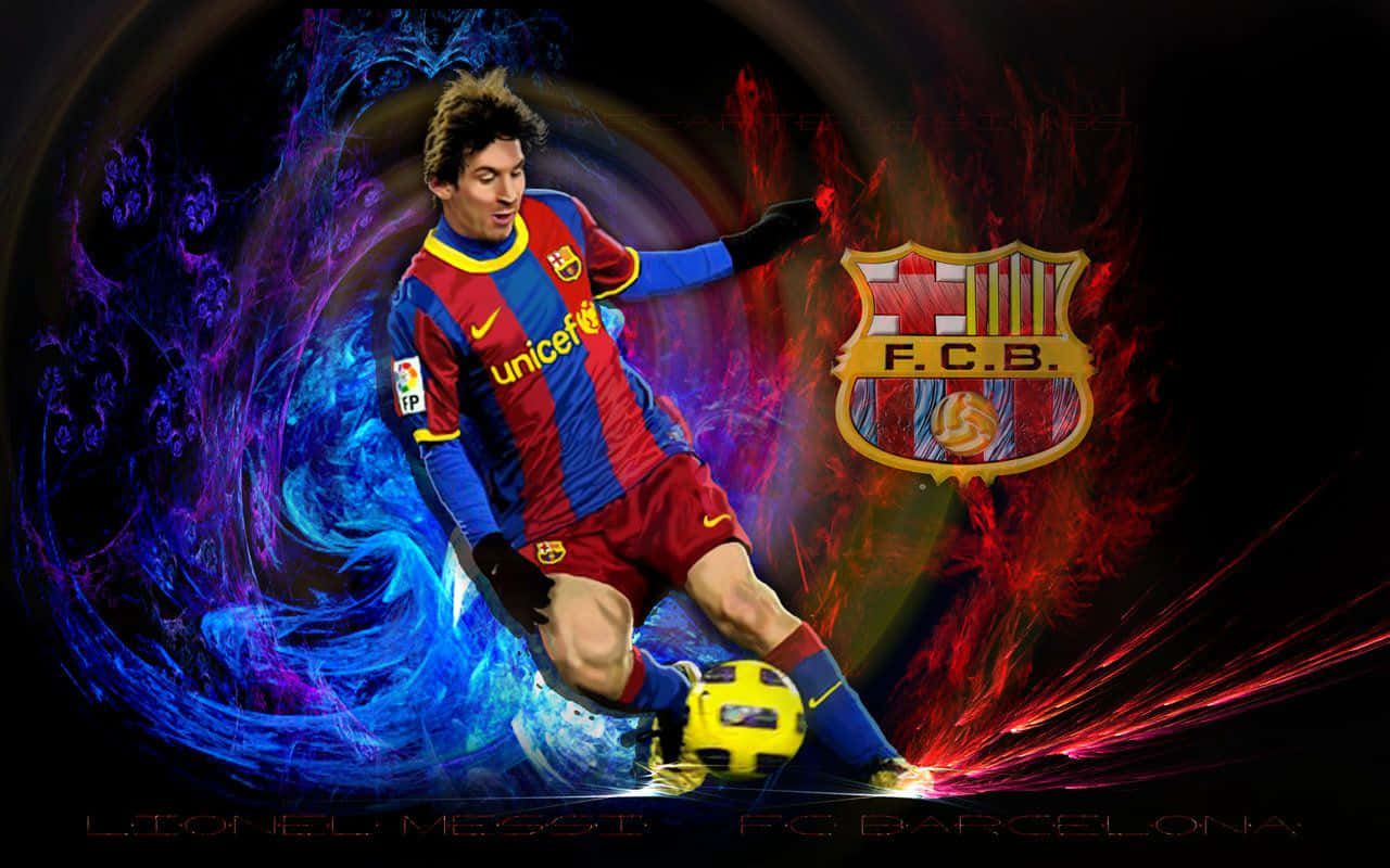 Lionel Messi ser kølig ud i sin Barcelona-trøje. Wallpaper