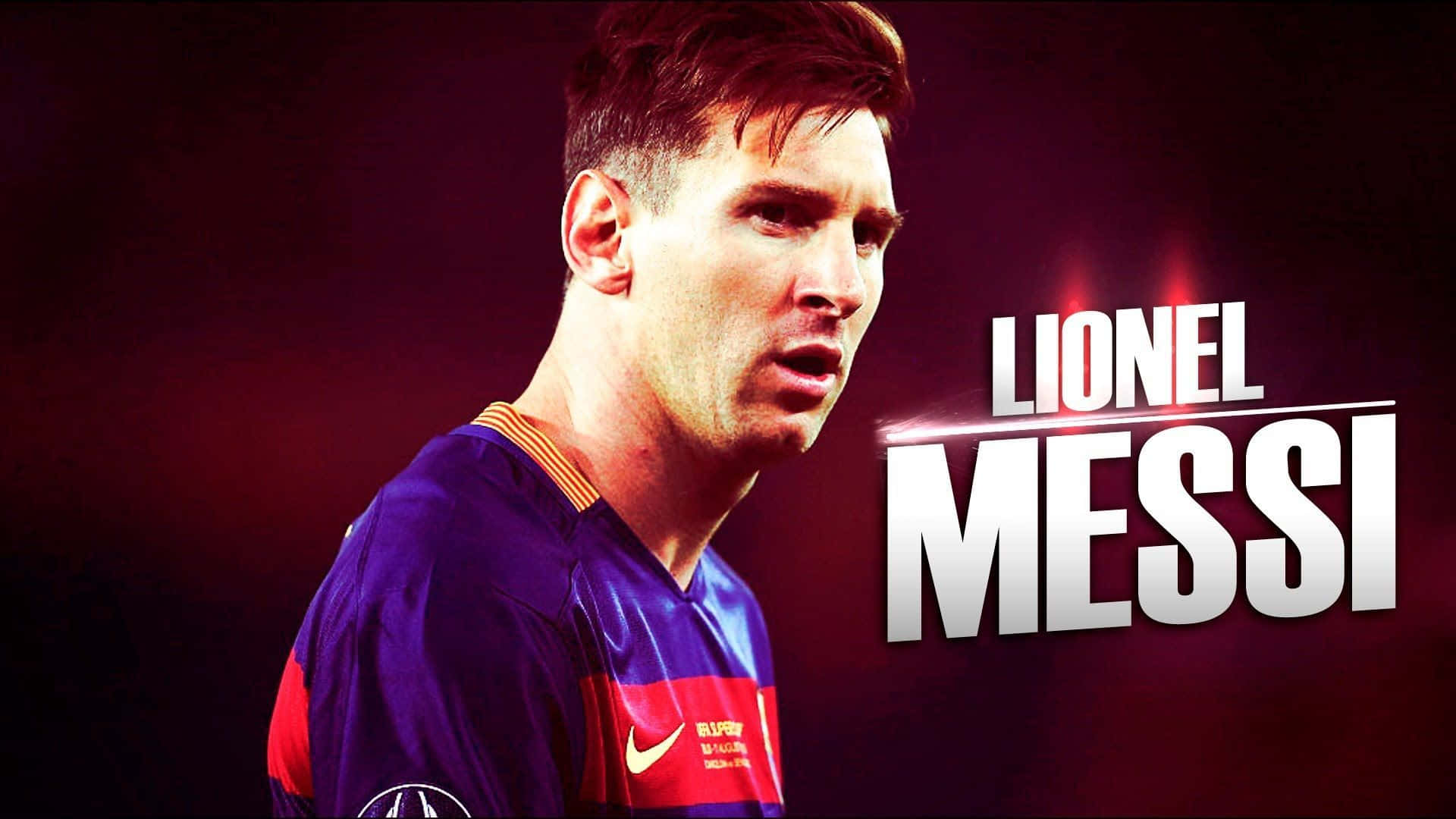 Lionel Messi ser cool ud med bolden ved hans fødder. Wallpaper