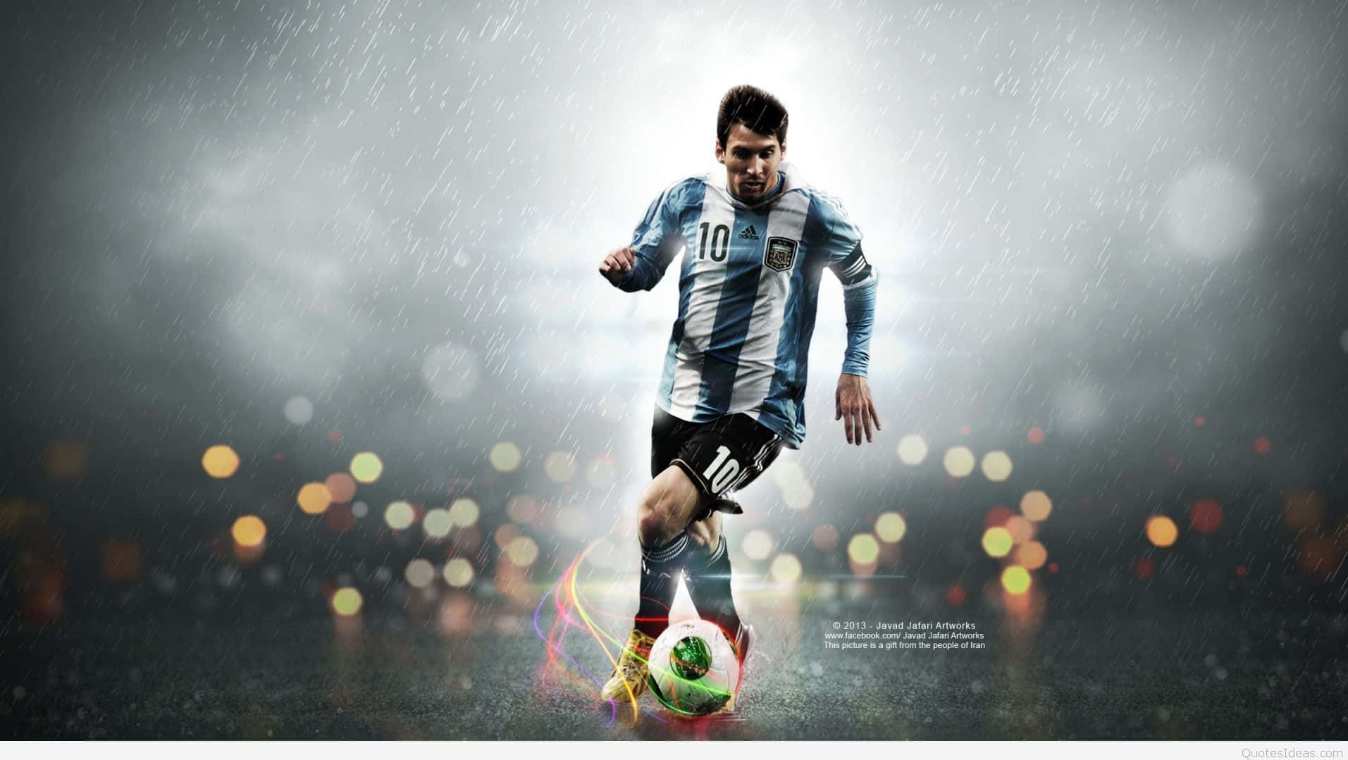 A Soccer Player Is Kicking A Ball In The Rain Wallpaper