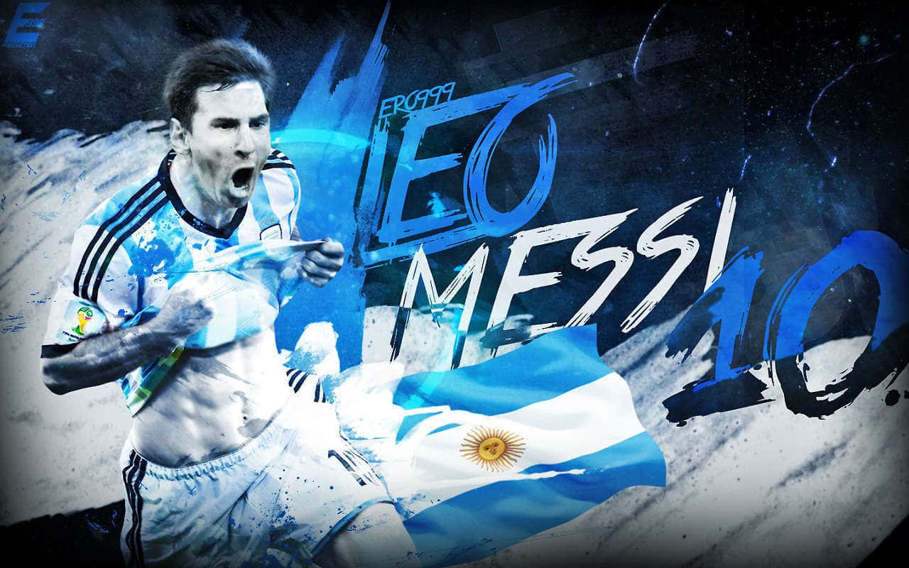 En fodboldspiller løber med den argentinske flag i baggrunden. Wallpaper