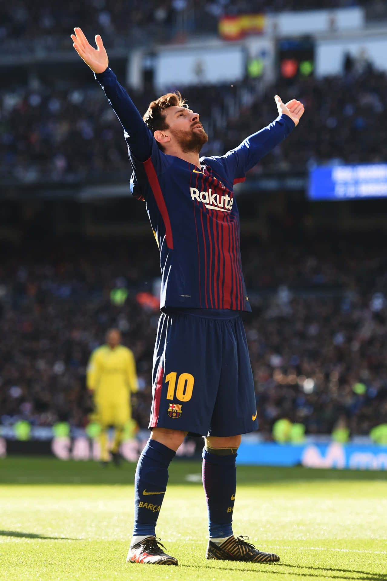 Lionel Messi Exults In Triumphant Celebration Wallpaper