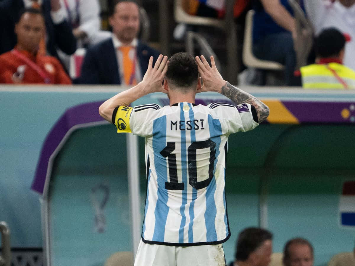 Lionel Messi's Celebratory Goal Moment Wallpaper