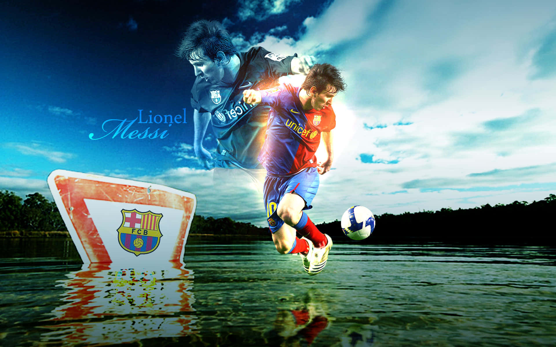 Lionel Messi Soccer Dribbling Artwork Wallpaper