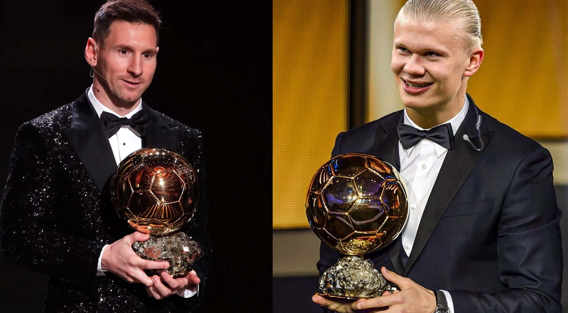 Lionel Messi With His 2021 Ballon D'or Award Wallpaper