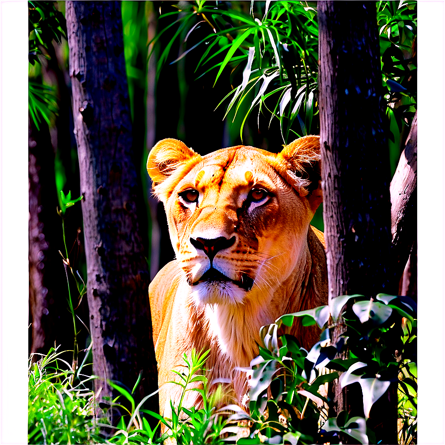 Lioness Hidden In Foliage Png Gih82 PNG