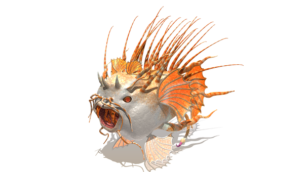 Lionfish_ Illustration_ Black_ Background PNG