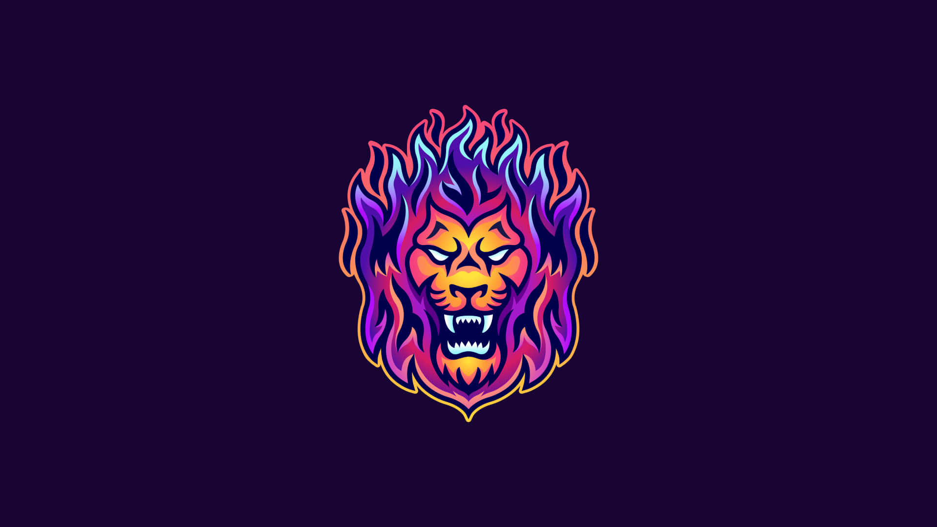 Enfarverig Løvehoved-logo På En Mørk Baggrund.