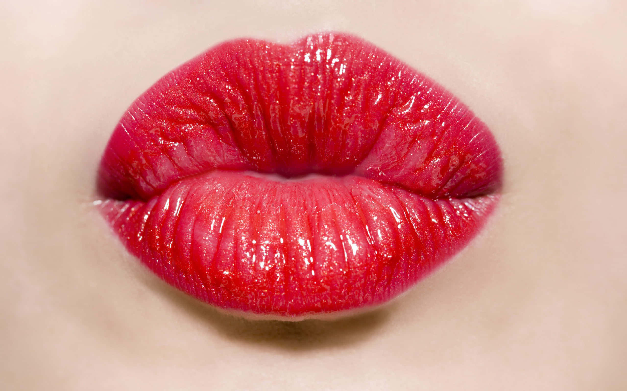 Sensual Red Lips Closeup