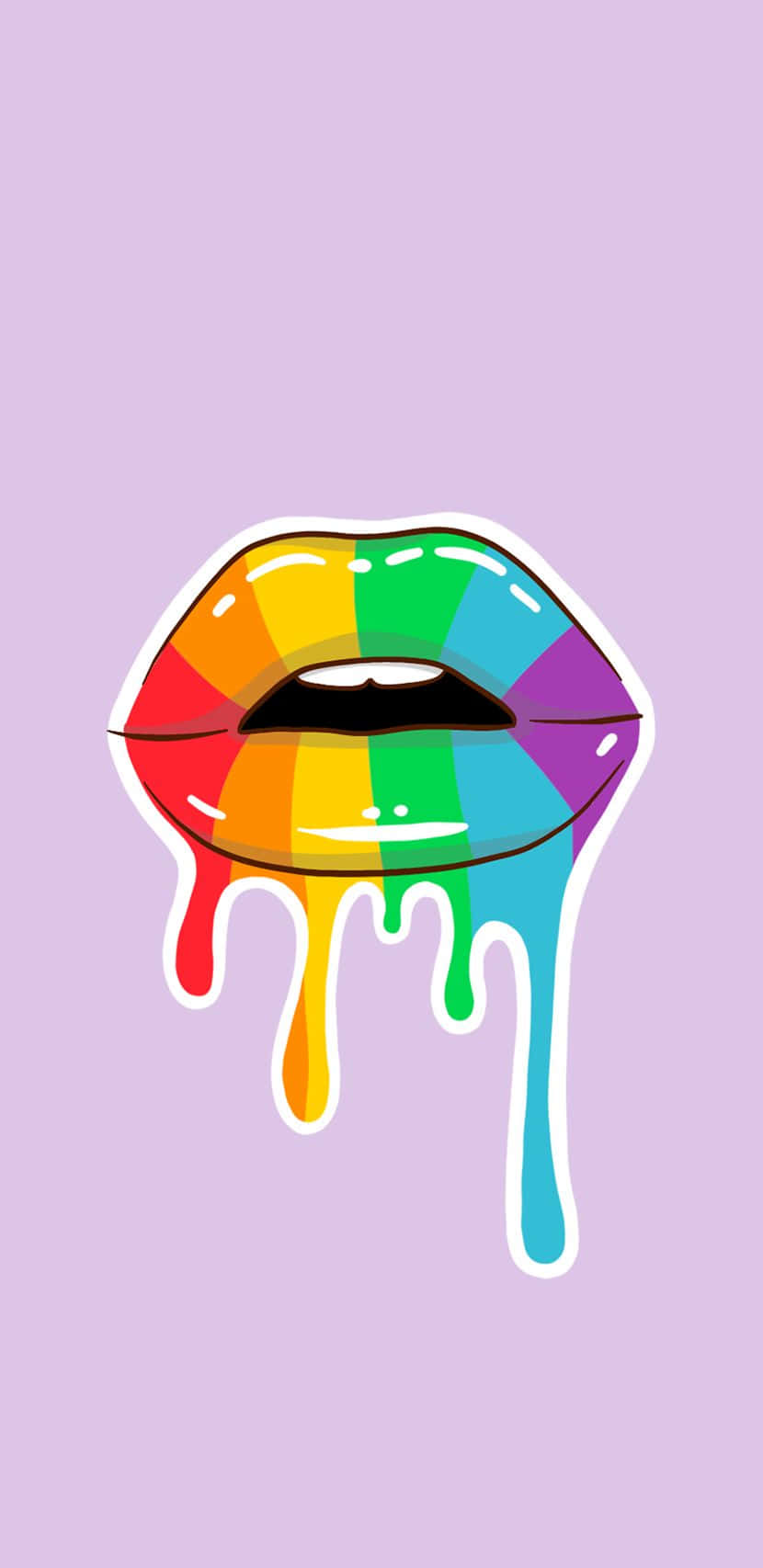 Lips With Melting Cute LGBT Rainbow Color Digital Art Wallpaper
