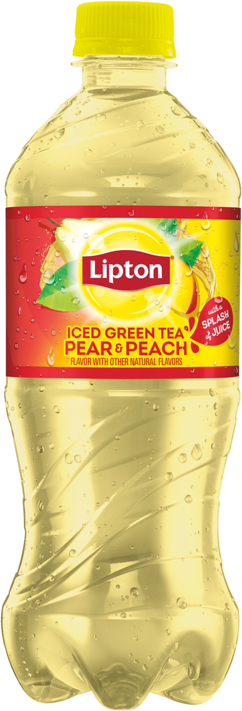 Lipton Iced Green Tea Pear Peach Bottle PNG