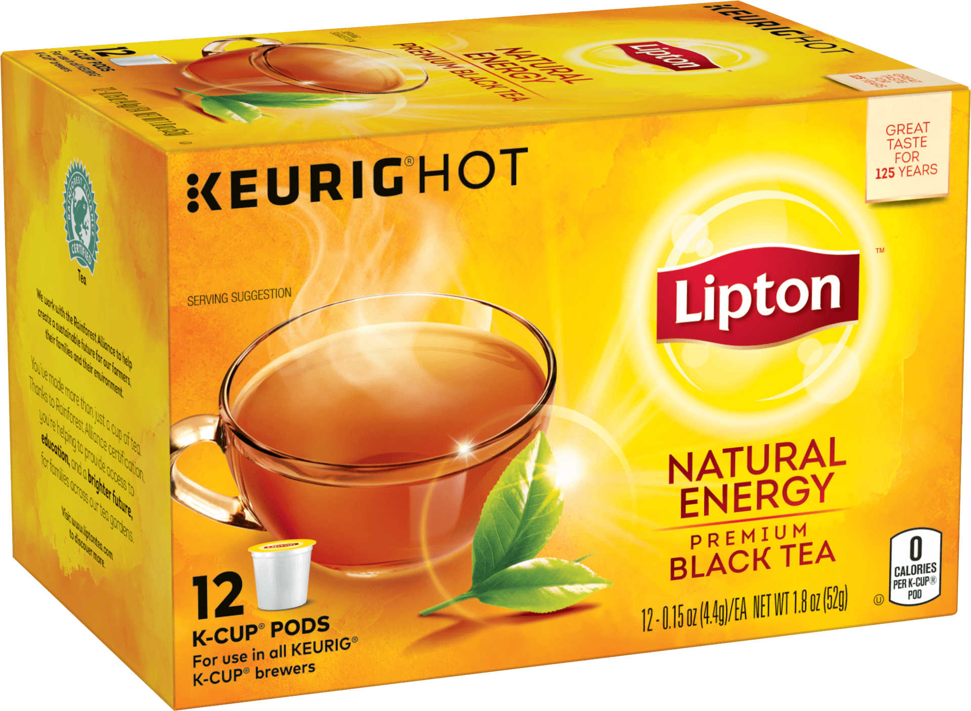 Lipton Natural Energy Black Tea K Cup Pods Box PNG