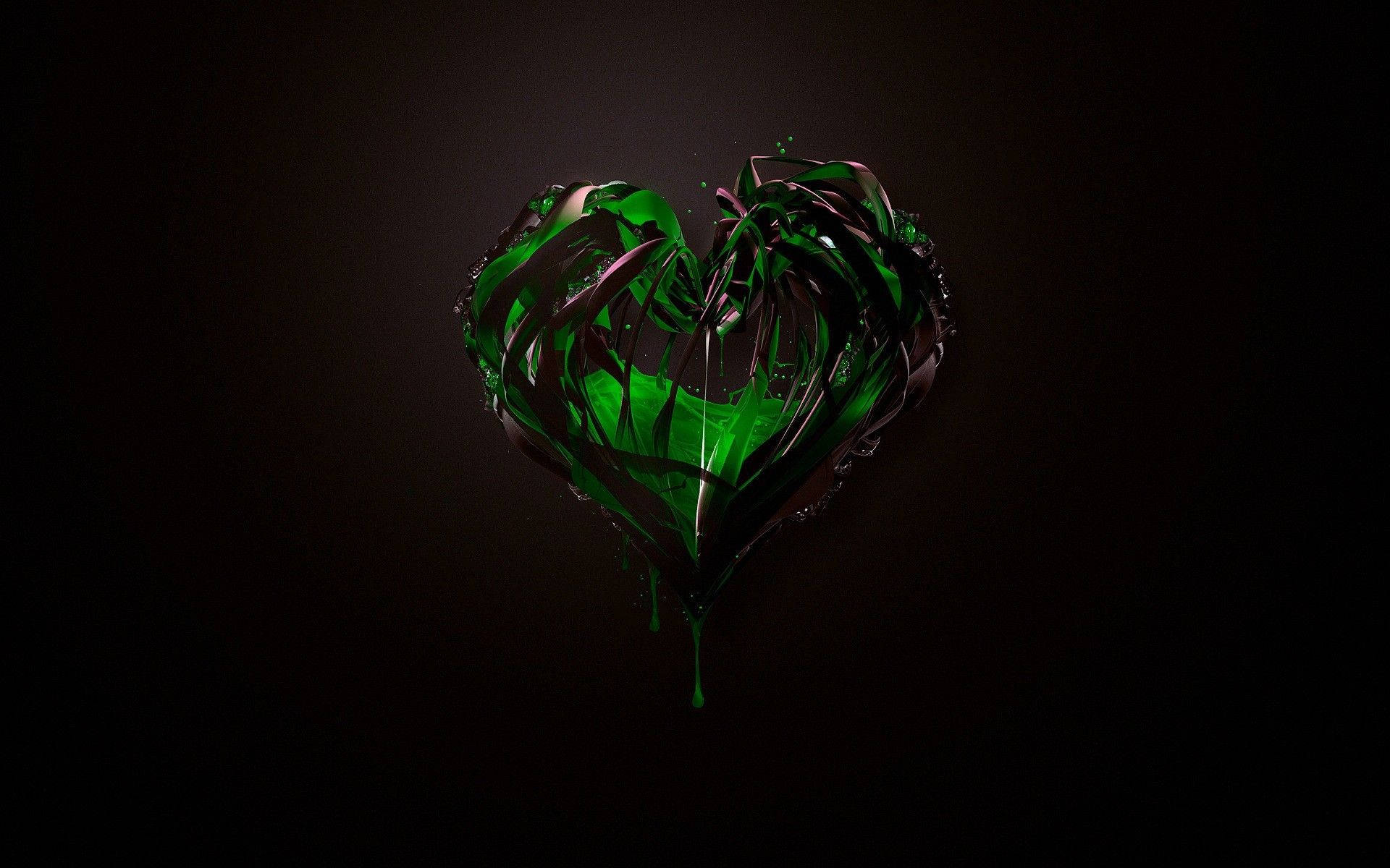 Liquid Green Heart Wallpaper