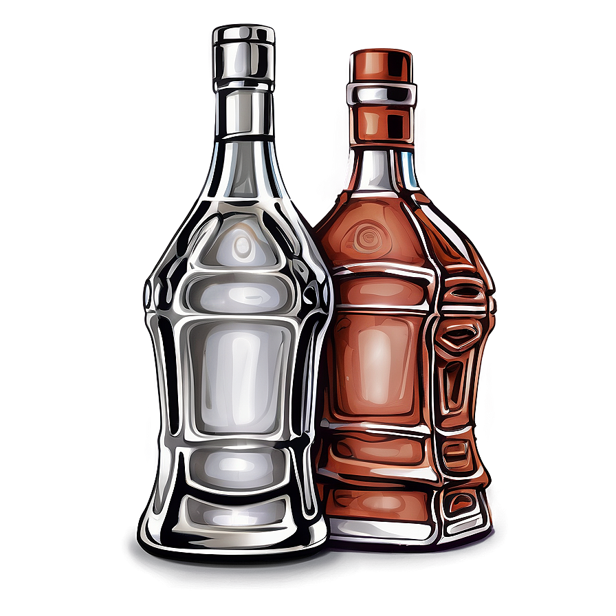 Liquor Bottles Line Art Png Skh29 PNG