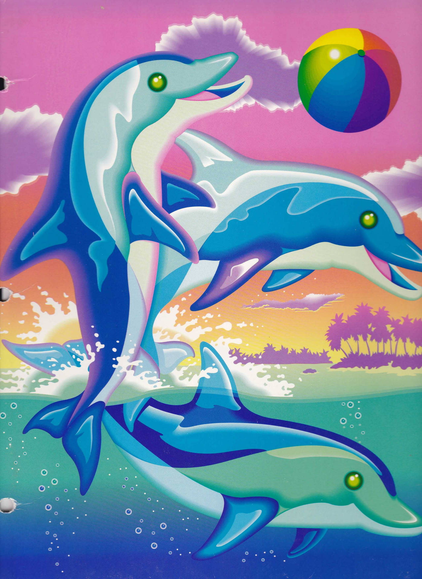 Lisa Frank Dolphin Trio Wallpaper