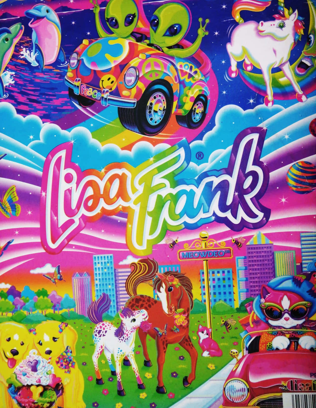 Enjoy a Magical Ride on this Majestic Lisa Frank Unicorn Wallpaper