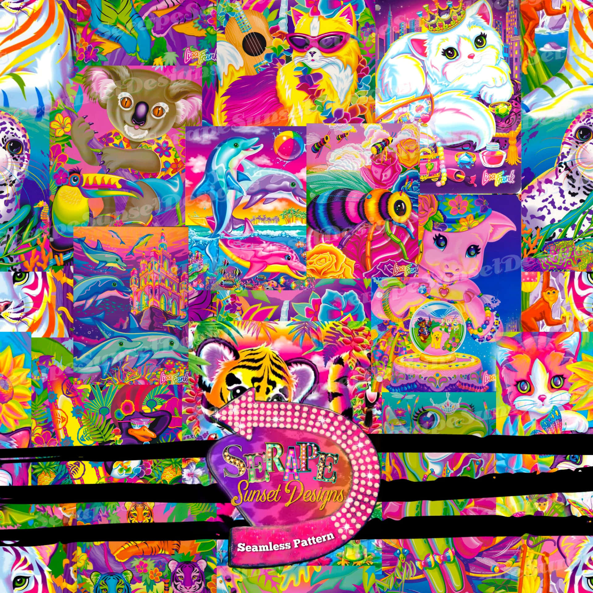 A rainbow of colors brings a spark of joy to the world with this Lisa Frank Unicorn. Wallpaper