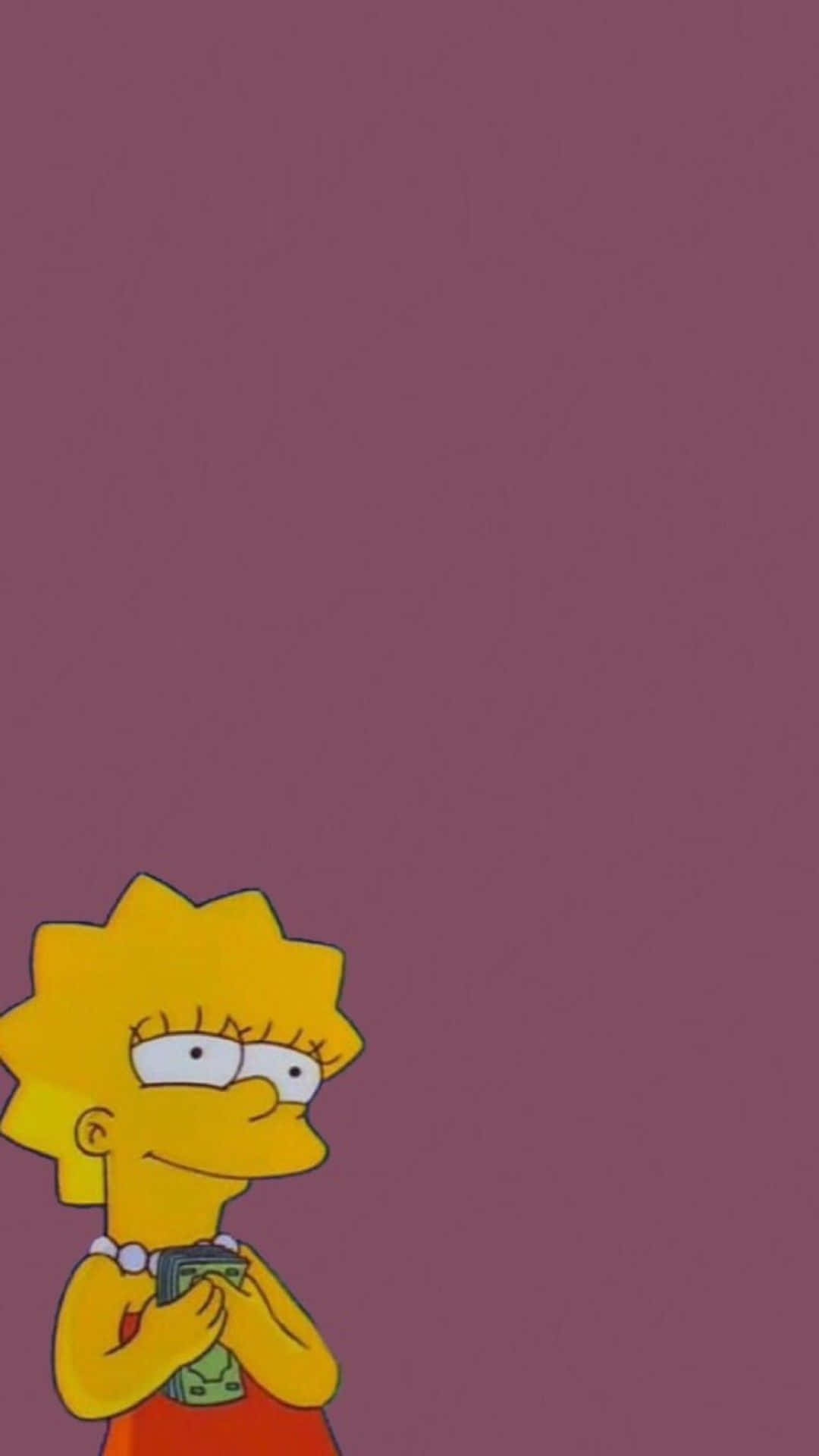 Lisa Simpson med regninger æstetisk tapet Wallpaper