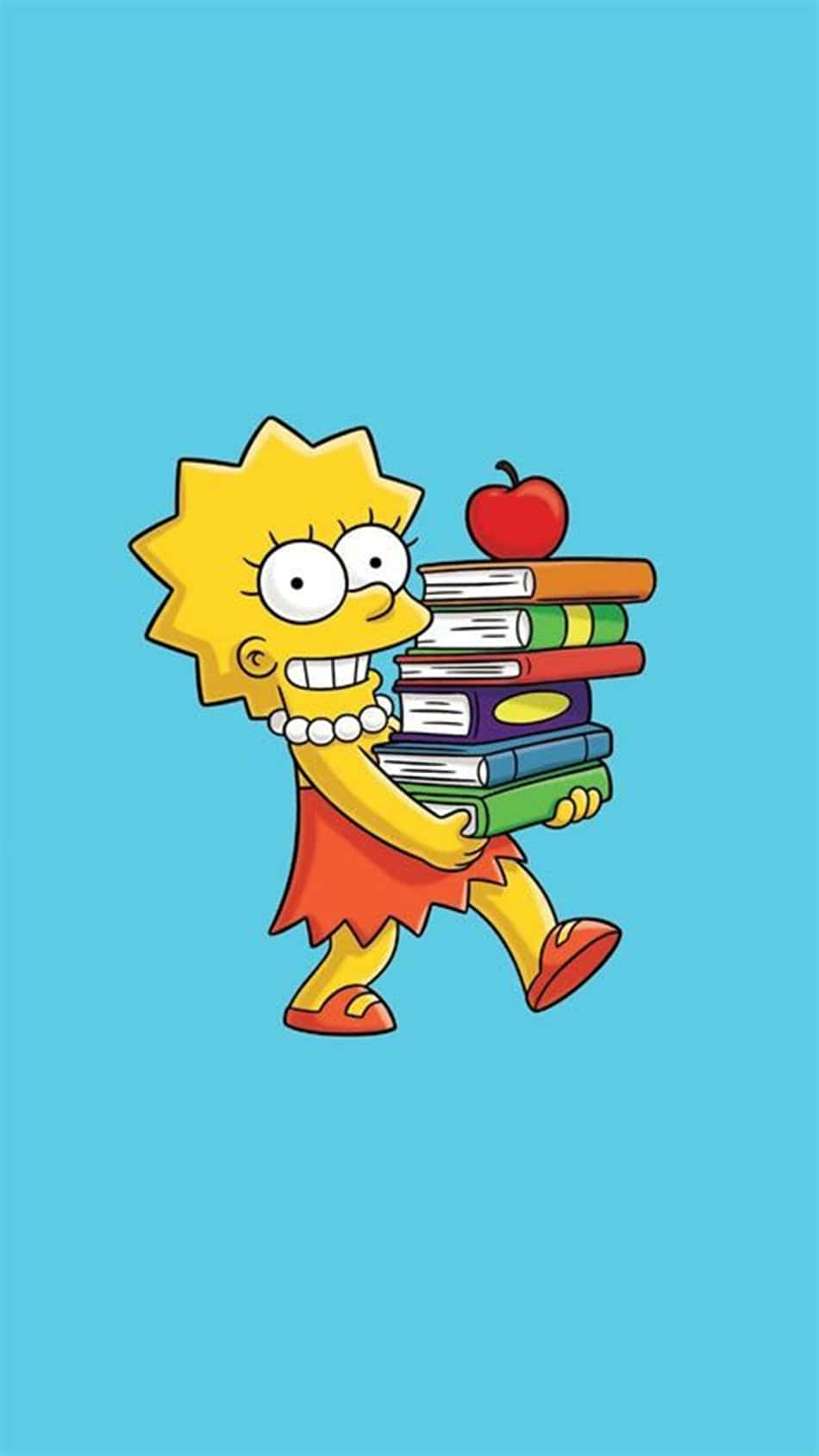 The Simpsons Cartoon Character Carrying A Stack Of Books Wallpaper