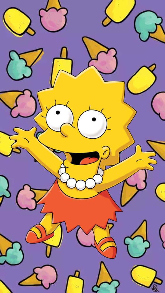 Lisa Simpson Partying Aesthetic Wallpaper