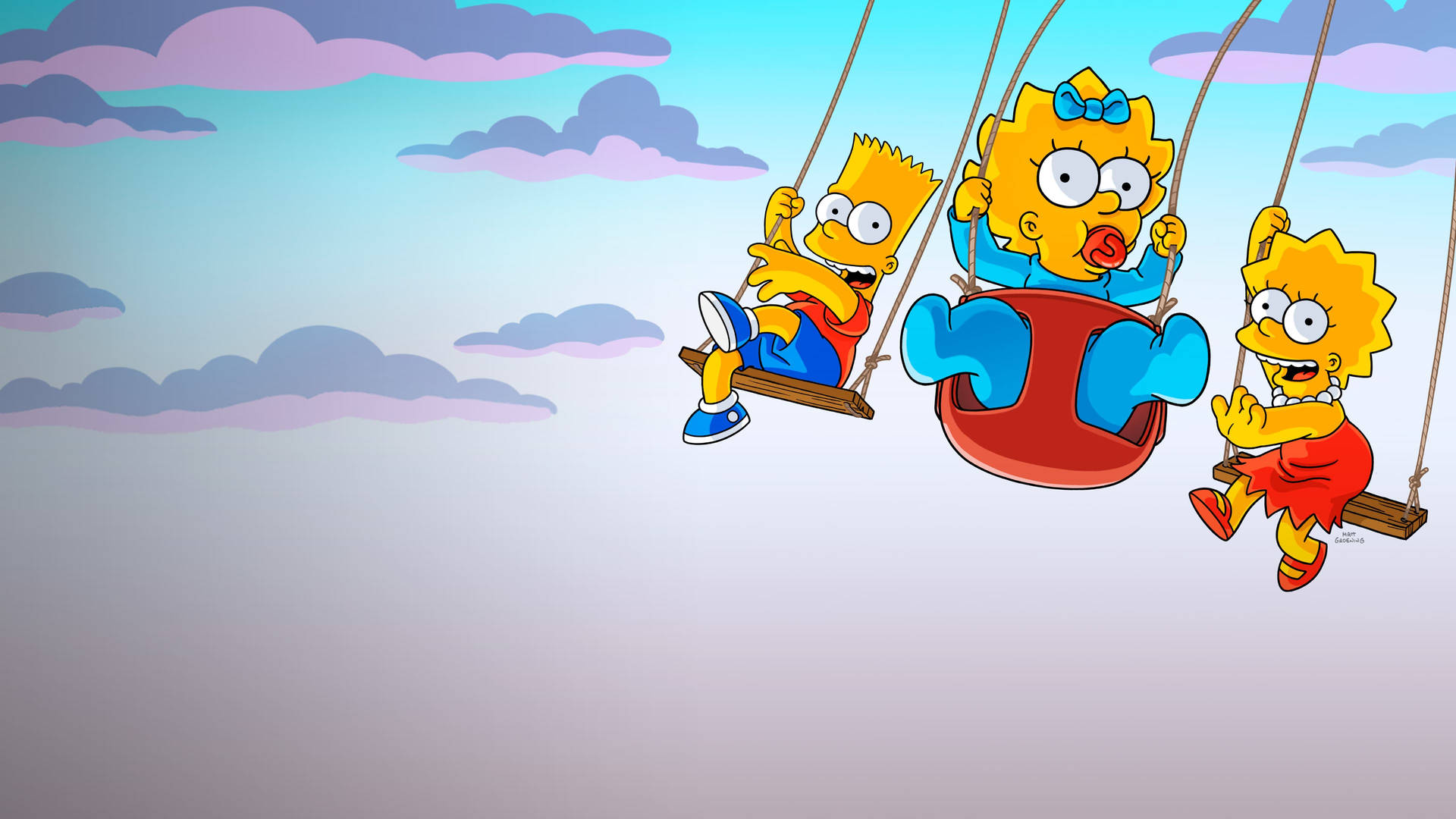 Lisa Simpson And Siblings On Swings Wallpaper