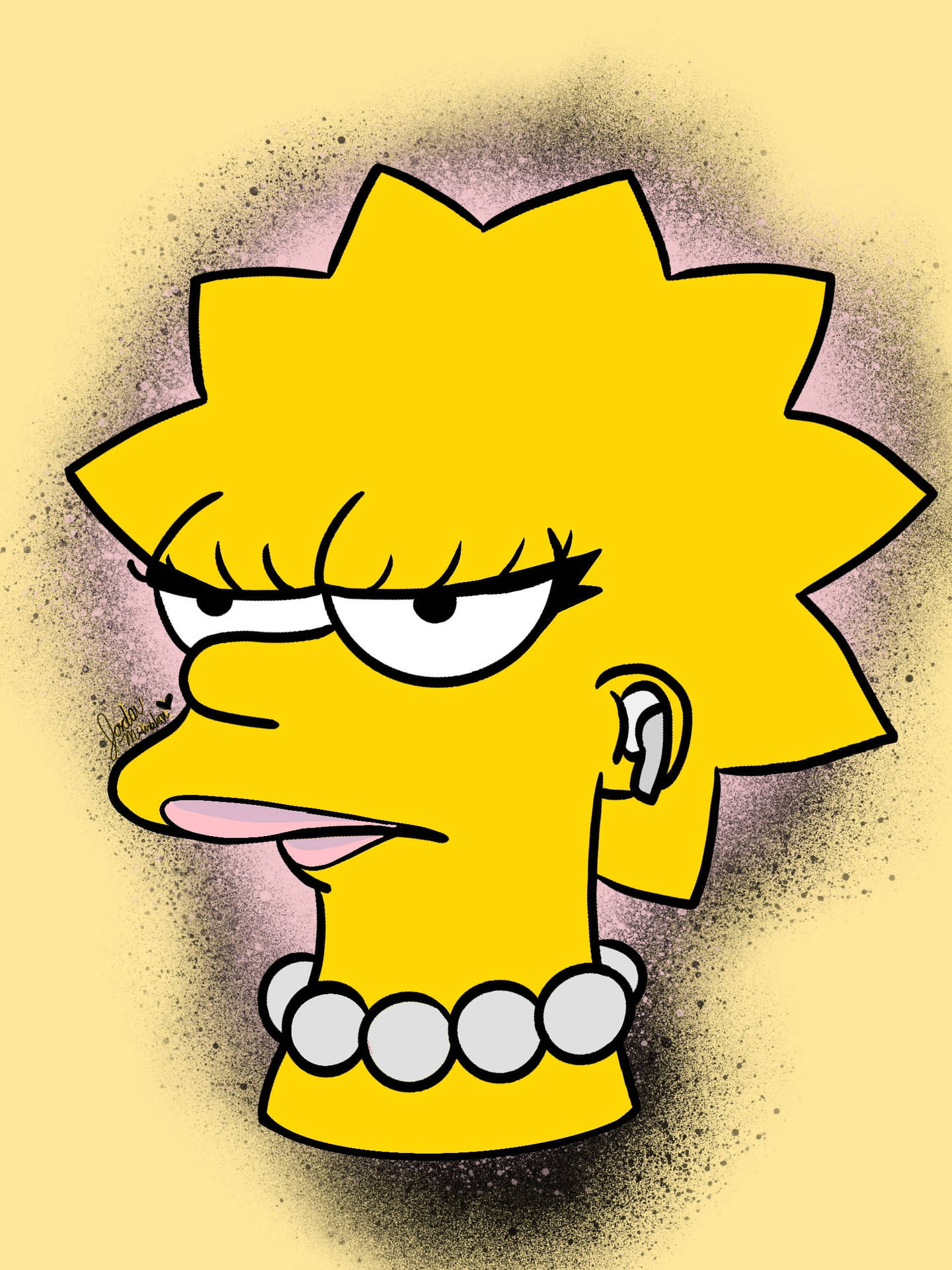 Lisa Simpson som en dårlig tegneseriepige i baggrunden Wallpaper