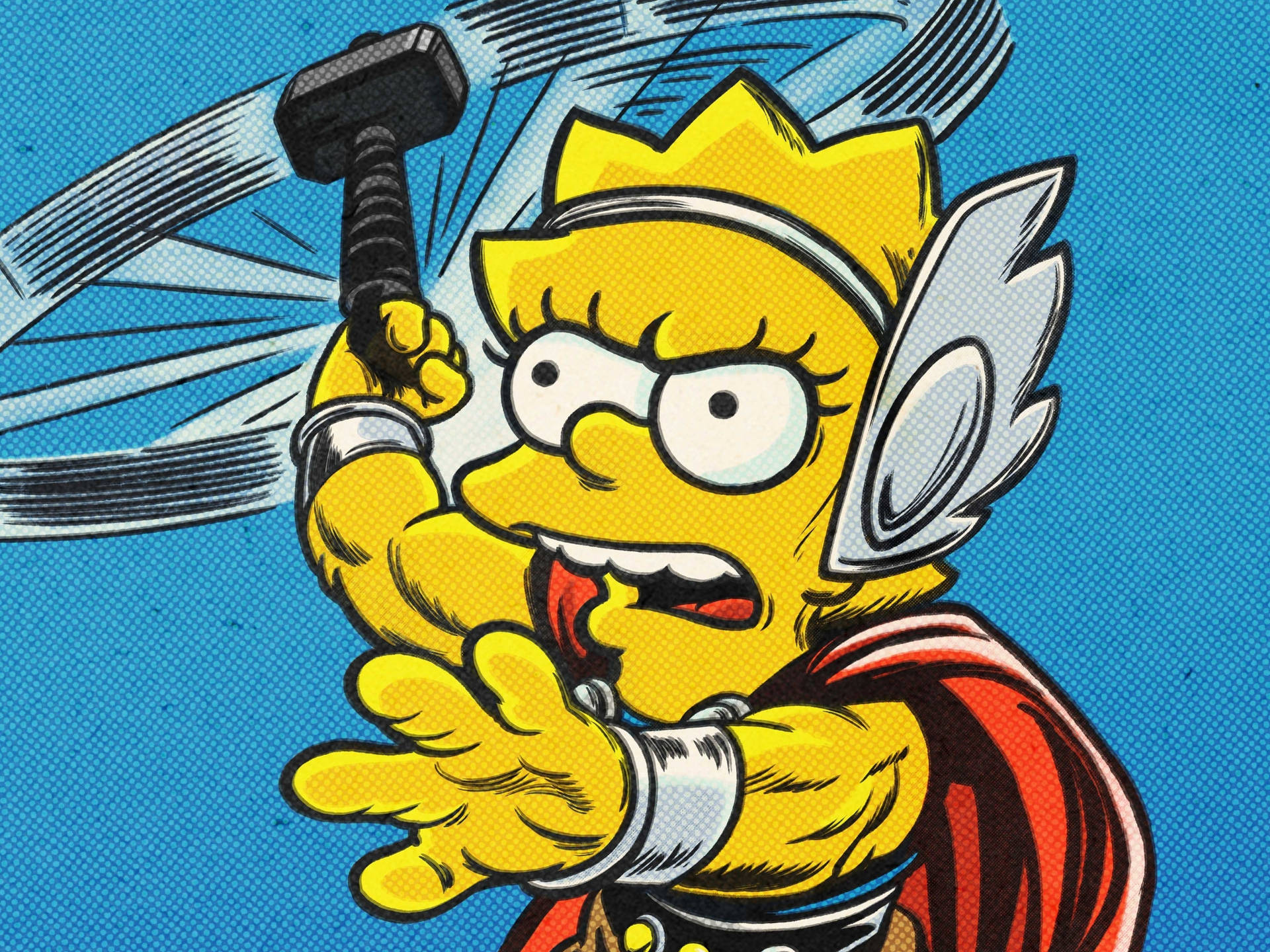 Lisa Simpson som Thor Midgard Tordenbolt Tapet Wallpaper
