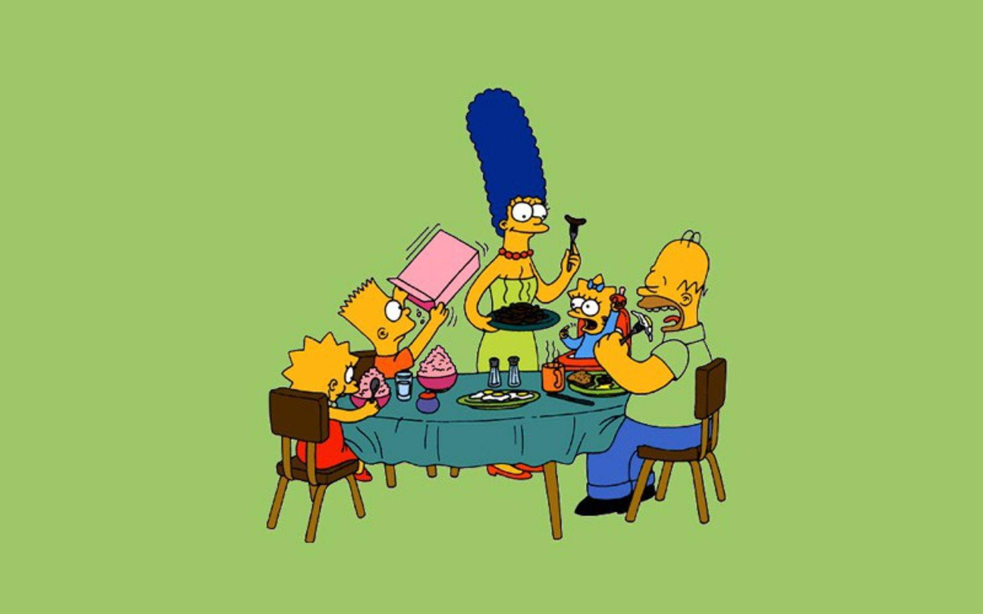 Primacolazione In Famiglia Dei Simpson Di Lisa Sfondo