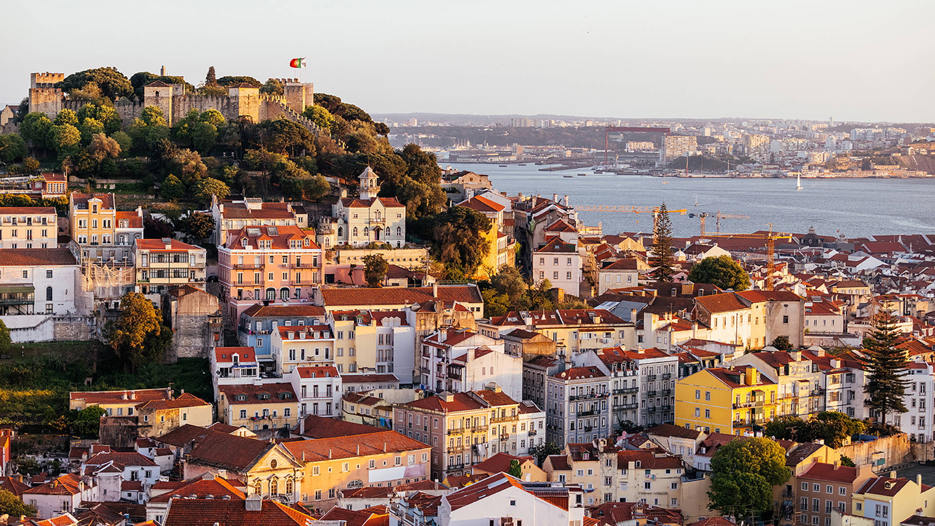 Lisbon's Houses On A Hill Wallpaper