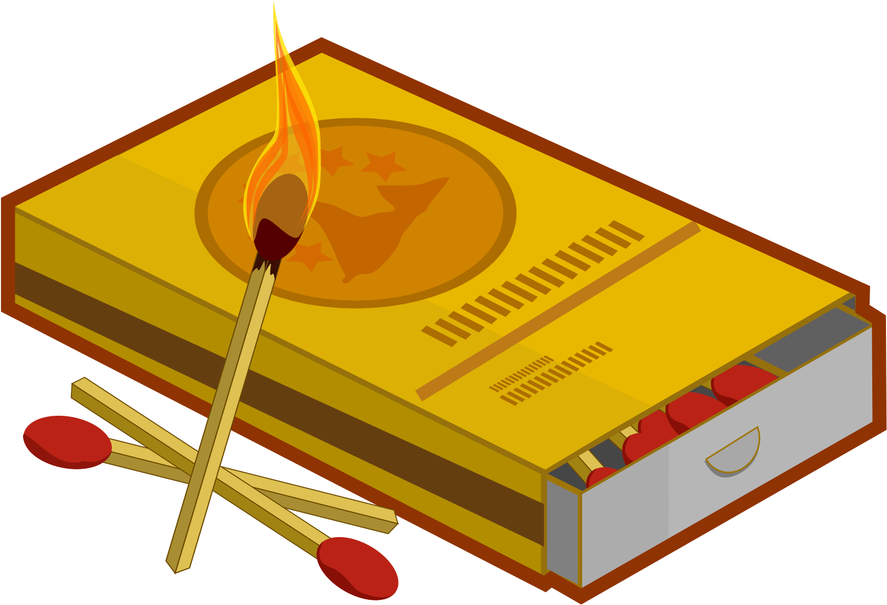 Lit Matchstickand Matchbox PNG