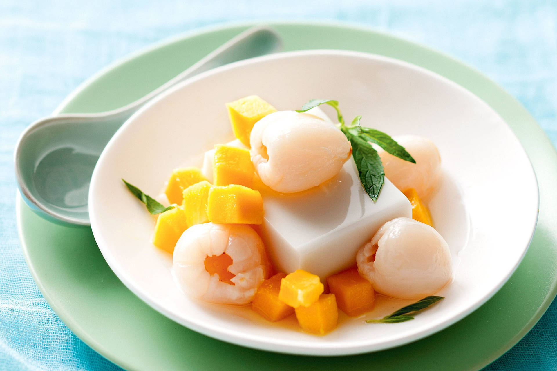 Litchi og mango-dessert Wallpaper
