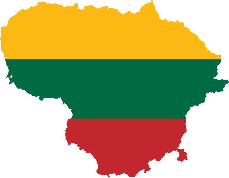 Lithuania Flag Map Outline PNG