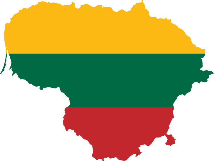 Lithuania Map Outlined With Flag Colors PNG