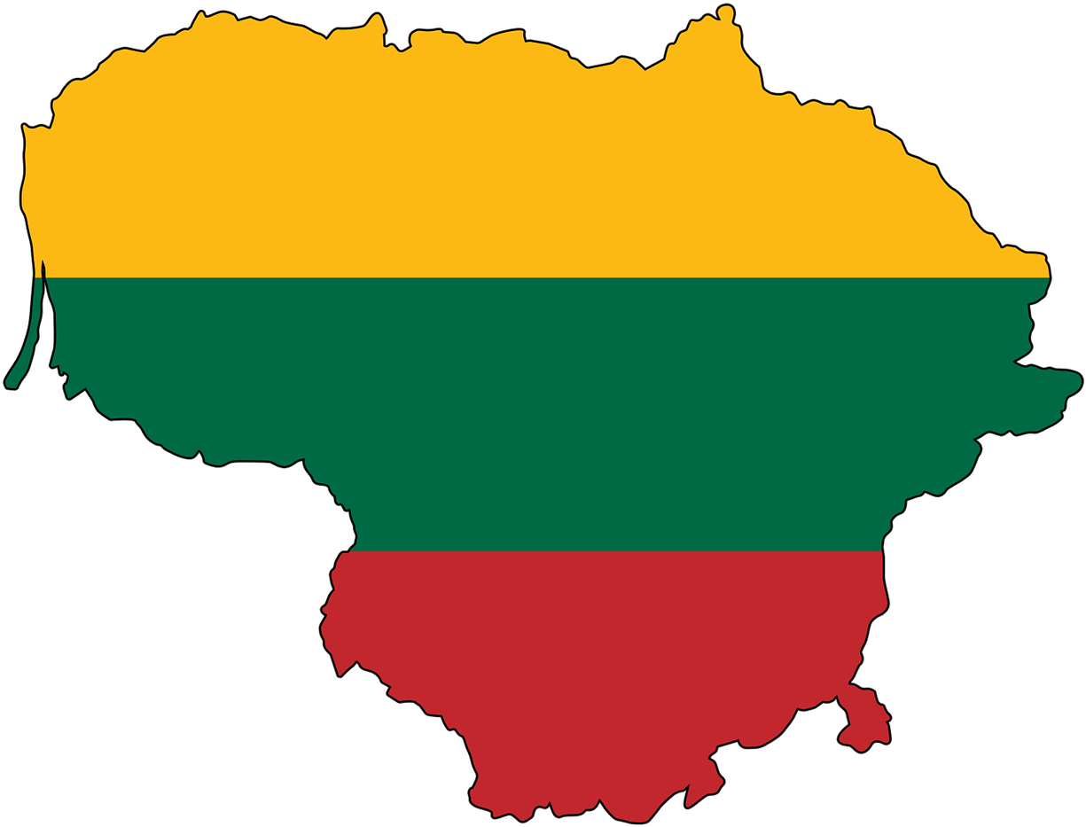Lithuania Map Outlined With Flag Colors PNG
