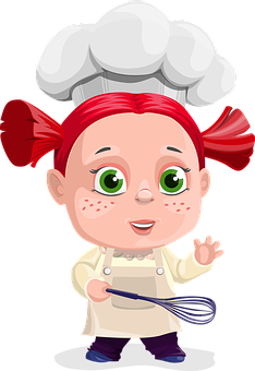 Little Chef Girl Cartoon Character PNG