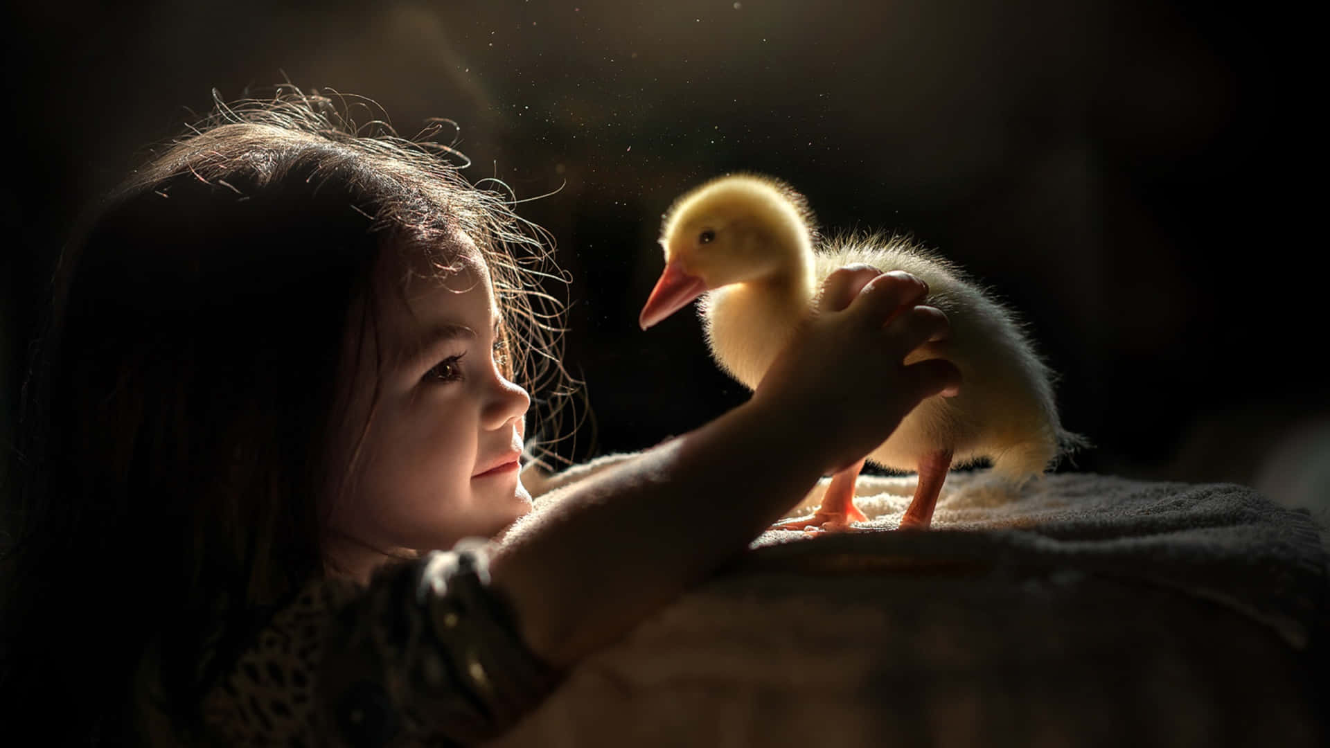 Little Girland Duckling Magical Moment Wallpaper