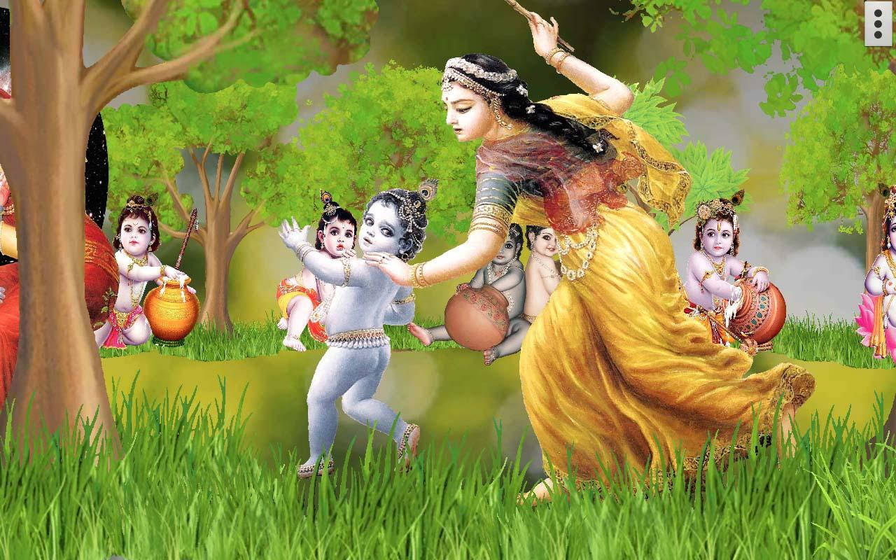 Lille Krishna der danser omkring bakken. Wallpaper