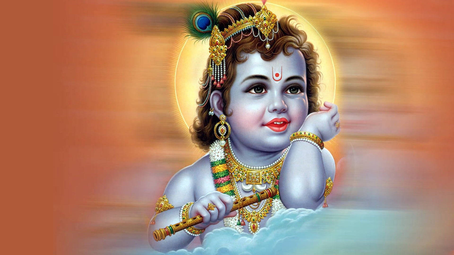 Little Krishna Hd Blurred Effect Wallpaper